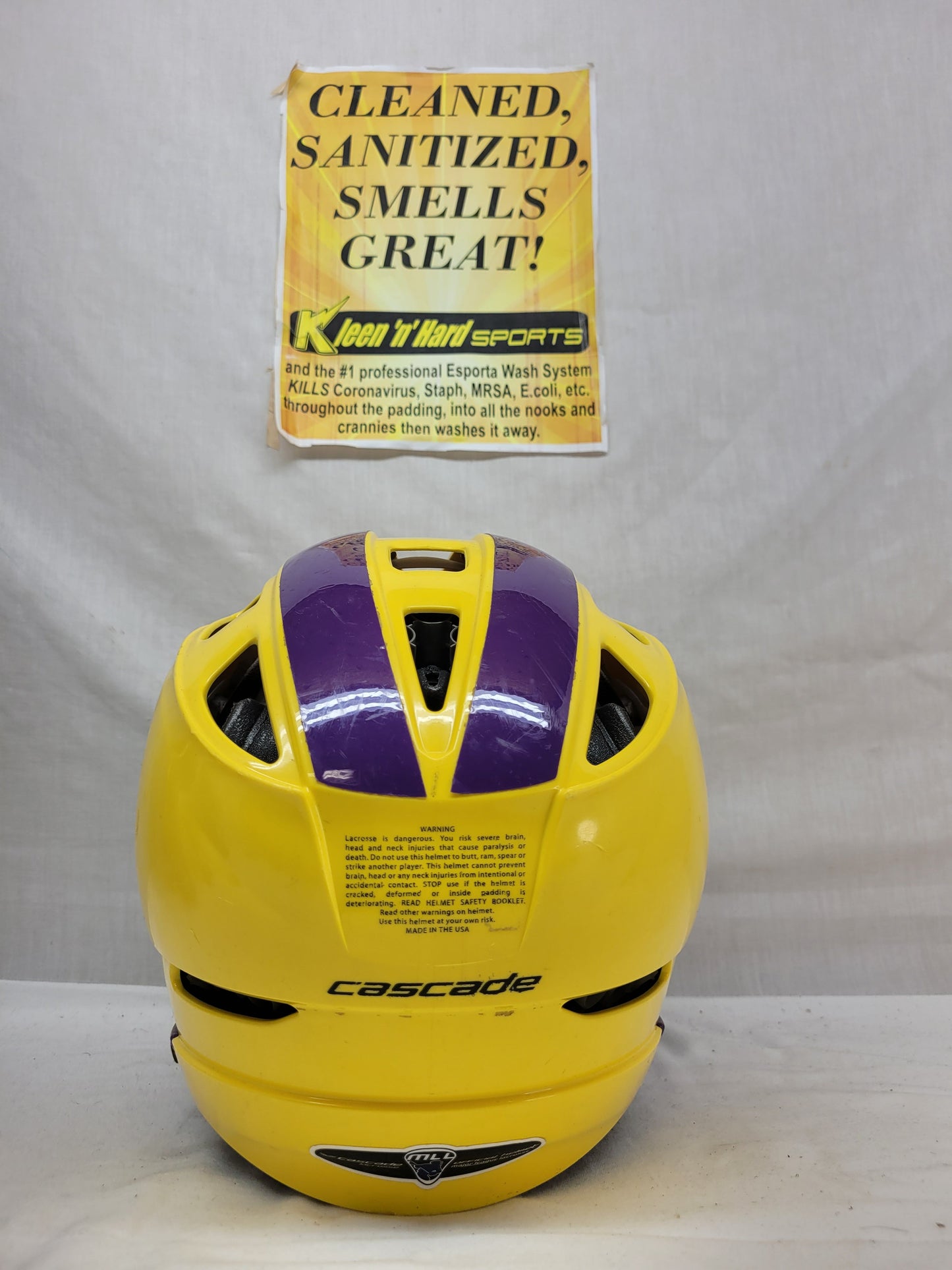 Used Cascade Pro 7 Size OSFM Yellow Mens Lacrosse Helmet