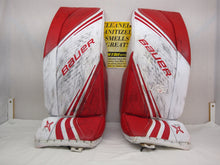 Used Bauer 2X Size SR S White/Red Hockey Goalie Goalie Leg Pads