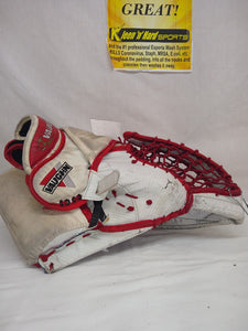 Used Vaughn Epic 8000 Reg (Lt Hand) Sz Sr White-Red Ice Hockey Goalie Catcher