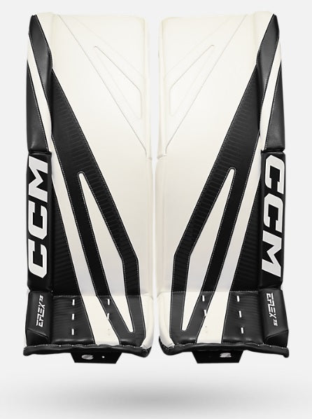 New CCM EFLEX 7.5 Size 32" + 1 White-Black Ice Hockey Goalie Leg Pads