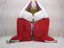 Used Bauer 2X Size SR S White/Red Hockey Goalie Goalie Leg Pads