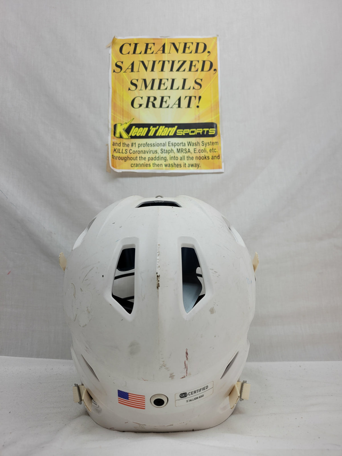 Used STX Stallion 650 Size OSFM White Mens Lacrosse Helmet