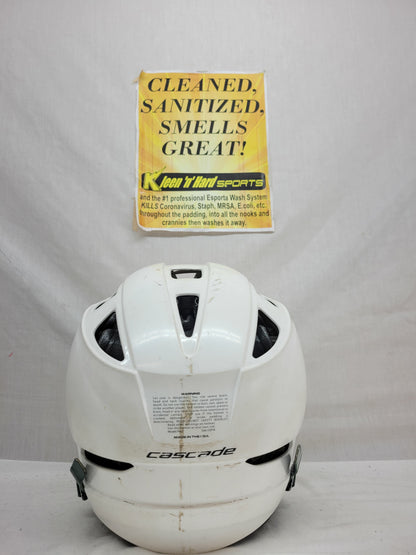Used Cascade Pro7 Size S/M White/Green Lacrosse Helmet