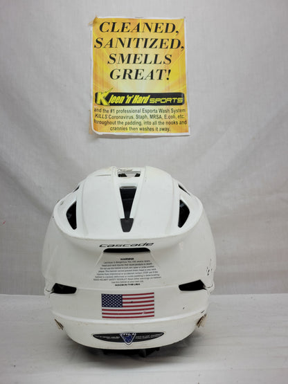 Used Cascade R Size OSFM White Mens Lacrosse Helmet
