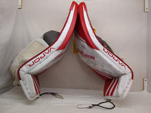 Used Bauer 2X Size SR S White/Red Hockey Goalie Goalie Leg Pads