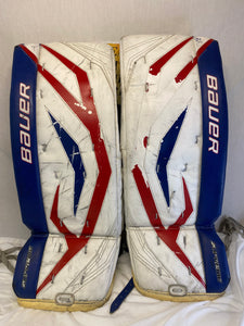 Used Bauer supreme one70 Size 28" + 1" Red White Blue Ice Hockey Goalie Leg Pads